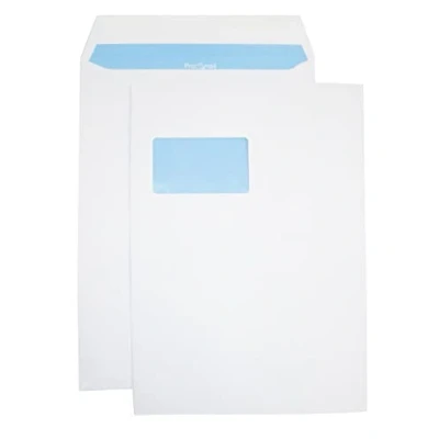 Abbildung von Netuno 250 Versandtaschen DIN C4 weiß 229 x 324 mm 90g große Briefumschläge mit Fenster links haftklebend groß Sichtfenster Großbrief a4 Briefkuverts envelope big