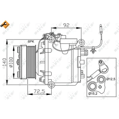 Abbildung von NRF EASY FIT 32165 Kompressor TRS105 12 PAG 46 mit Kompressoröl, Dichtring SAAB: 9 3 Schrägheck, Cabrio