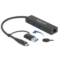 Abbildung von USB 3.2 Gen 1 Hub mit 3 Ports und Gigabit LAN C/A Stecker, Dockingstation