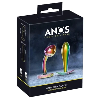 Abbildung von „Metal Butt Plug Set in Rainbow Colours“ mit 2 verschiedenen Analplugs