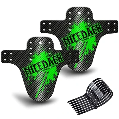 Abbildung von NICEDACK MTB Schutzbleche,Fahrrad Mudguard 2 Stücke Mud Guard Mountainbike Hinten und Vorne Schlamm schaber Spritzschutz (B Schutzbleche Carbon Look, B Grün)