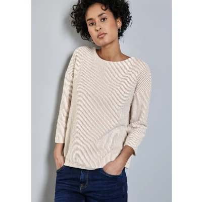 Abbildung von Street One Gestreiftes Langarmshirt, Damen, Größe: 38, Beige