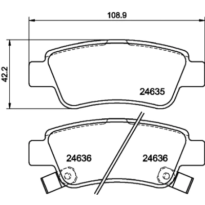 Abbildung von HELLA 8DB 355 013 591 Bremsbelagsatz mit akustischer Verschleißwarnung Bremssattelschrauben Zubehör HONDA: CR V 3, 4