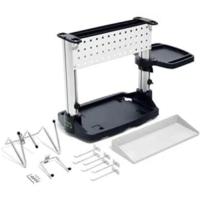 Abbildung von Festool Workcenter WCR 1000 T LOC (mit Plateau, Ablagewanne, doppelter Werkzeughaken, Lochwände mit quadratischer Lochung, Systaineraufnahme), im Systainer