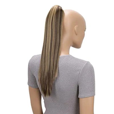 Abbildung von CAISHA 50cm Clip on Zopf Haarteil Pferdeschwanz Haarverlängerung Kunsthaar Glatt Braun Blond Mix H157