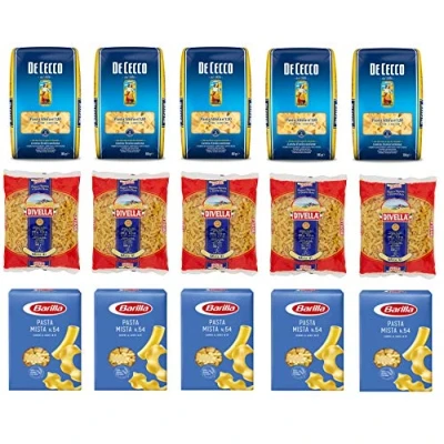 Abbildung von 10x Divella Pasta Mista N. 41 Hartweizengrieß Italienische Nudeln 500g Packung + Italian Gourmet Polpa di Pomodoro 400g Dose