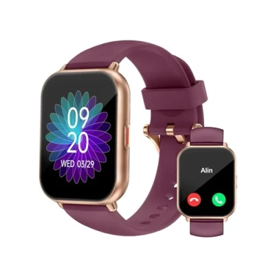 Abbildung von RUIMEN Smartwatch mit Telefonfunktion,Smartwatch für Damen Herren HD Touch Screen Fitnessuhr SpO2 Überwachung Pulsuhr Schlafmonitor Schrittzähler Uhr Multi Trainingsmodi Android iOS, Lila