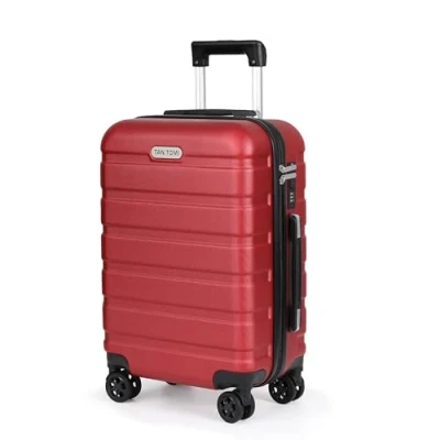 Abbildung von TANTOMI Handgepäck Koffer, Reisekoffer Hartschalenkoffer, Koffer &amp; Trolley mit Passwortsperre, Hartschale Suitcase 4 Rollen(Weiß/Braun)