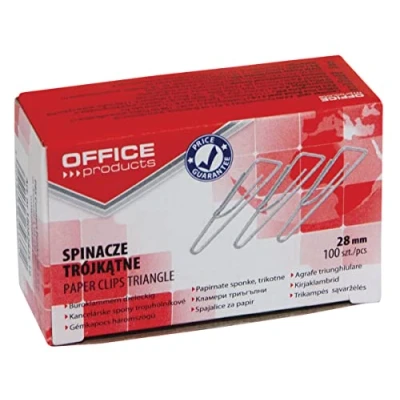 Abbildung von OFFICE PRODUCTS 18082825 19 Büroklammern Metallbriefklammern Dreieckig Silbern / 28 mm 1000 Stück (10 x 100)/ Vernickelt/Papierverpackung in Praktischer Aufbewahrungsbox/Paper Clips