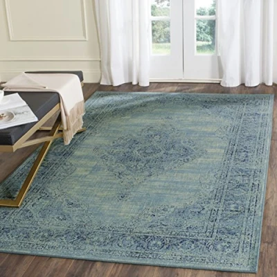 Abbildung von SAFAVIEH Traditionell Teppich für Wohnzimmer, Esszimmer, Schlafzimmer Vintage Collection, Kurzer Flor, Türkis und Multi, 201 X 279 cm