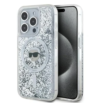 Abbildung von CG Mobile Karl Lagerfeld KLHMP15LLGKISGH Hülle für iPhone 15 Pro 6.1&quot; hardcase transparent Liquid Glitter Head