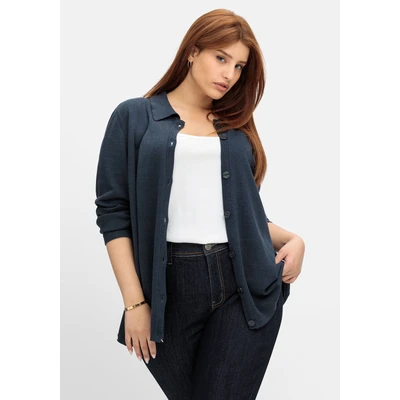 Abbildung von Sheego Strickjacke &quot;Große Größen&quot;, in Petite Passform, mit Polokragen