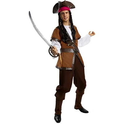 Abbildung von Metamorph Piraten Kostüm Verfluchter Karibik Pirat für Männer, Captain Jack macht sich bereit zum Entern