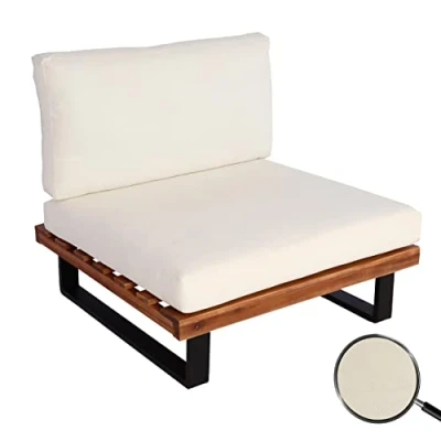 Abbildung von Mendler Lounge Sessel HWC H54, Garten Sessel, Spun Poly Akazie Holz MVG Zertifiziert Aluminium braun, Polster cremeweiß