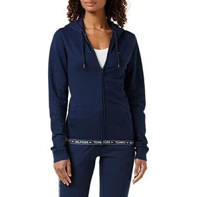Abbildung von Tommy Hilfiger Hoody Nachtwäsche Shirt, Damen, Größe: XS, Blue