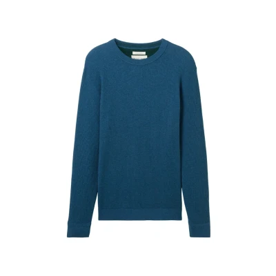 Abbildung von TOM Tailor Strukturierter Rundhals Strickpullover, Herren, Größe: Small, Dark teal melange