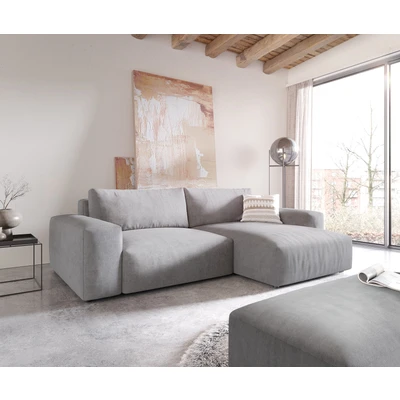 Abbildung von Ecksofa Lanzo XL 270x180 cm Mikrofaser Grau Recamiere variabel mit Hocker
