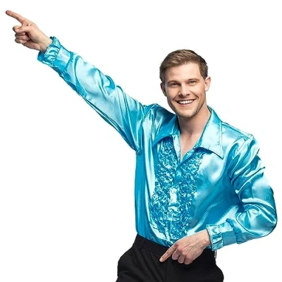 Abbildung von Boland T Shirt Schlagerstar Rüschenhemd himmelblau 70er Jahre Hemd für die Extraportion Pomp in der Disco