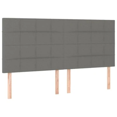 Abbildung von vidaXL 4X Kopfteil Polsterkopfteil Bettkopfteil für Bett Betthaupt Bettgestell Bettrahmen Schlafzimmer Bettzubehör Dunkelgrau 100x5x78/88cm Stoff