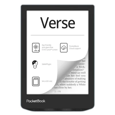 Abbildung von PocketBook Verse eBook Reader Linux 3.10.65 8 GB 6 16 Graustufen (4 bit) E Ink Carta (758 x 1024) Touchscreen microSD Eingang Wi Fi leuchtend blau