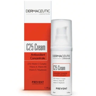 Abbildung von C25 Cream Antioxidative &amp; Anti Aging Gesichtscreme 25% Vitamin C Polyphenole Kraftvoller Komplex mit Vitaminen C, A, B5 E Falten Vegan Ohne Silikon 30 ml Dermaceutic
