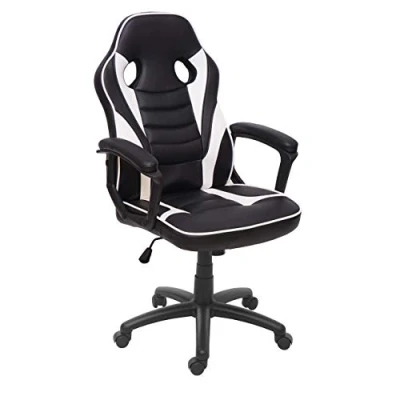 Abbildung von Mendler Bürostuhl HWC F59, Schreibtischstuhl Drehstuhl Racing Chair Gaming Chair, Kunstleder schwarz/weiß