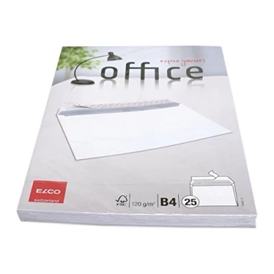 Abbildung von ELCO 74482.12 Office Verpackung mit 25 Briefumschläge/Versandtasche, Haftklebeverschluss, 120g, weiss, Fenster: nein, b4, 250x353x50