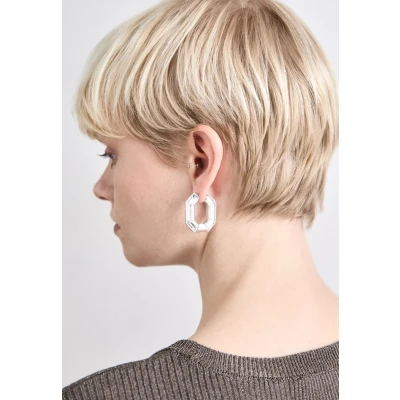 Abbildung von Swarovski Lucent HOOP Ohrringe silvercoloured, Damen, Größe: One Size, Silver coloured