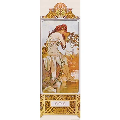Abbildung von 1art1 Alphonse Mucha Poster Die Vier Jahreszeiten II, Sommer, 1896 Kunstdruck Bild 158x53 cm