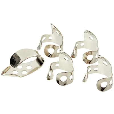 Abbildung von Jim Dunlop Finger und Daumenplektren, Nickel, silberfarben, Stärke 013 (33P013) 5 .025