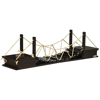 Abbildung von Kletterwand Katzen, Wandkratzbaum mit Hängebrücke, Katzenregal, Braun