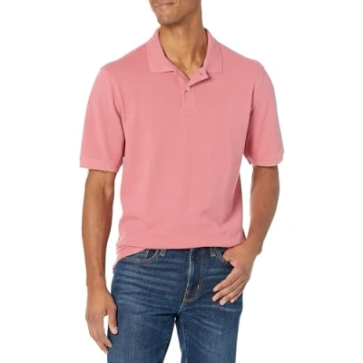 Abbildung von Amazon Essentials Herren Polohemd mit normaler Passform aus Baumwollpiqué (erhältlich in Big &amp; Tall), Verwaschenes Rot, S