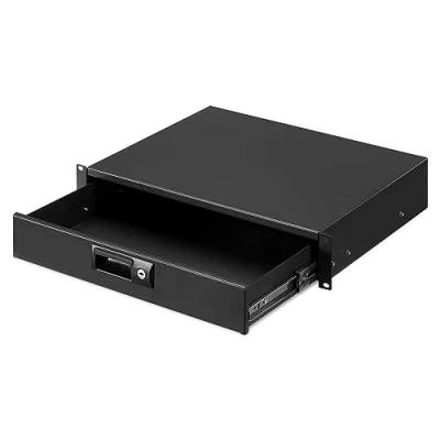Abbildung von kwmobile 19 Zoll 2U Serverschrank Fachboden Server Rack Schublade verschließbare Rackschublade mit Schlüssel Inch Boden für Schrank oder Schwarz