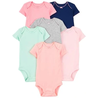 Abbildung von Simple Joys by Carter&#039;s Baby Mädchen 6 Pack Short Sleeve Bodysuit Body, Mehrfarbig/Einheitliche Farben, Frühchen (6er Pack)