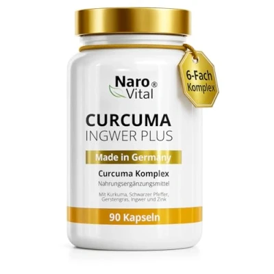 Abbildung von NaroVital Curcuma Ingwer Plus mit Kurkuma Extrakt, Piperin, Curcumin 90 vegane Kapseln, St.