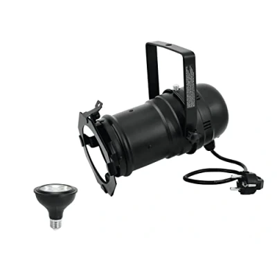 Abbildung von EUROLITE Set PAR 30 Spot sw + 230V COB 12W E 27 LED 1800 3000K dim2warm Gehäuse mit Sockel inklusive Lampe modernder Dim to Warm Funktion