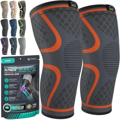 Abbildung von MODVEL Kniebandage Set für Damen und Herren, atmungsaktive Knee Support, Größe L