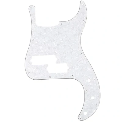 Abbildung von Musiclily Pro 5 Saiter 13 Löcher P Bass Pickguard PB style Schlagbrett für Fender Mexican Precision Bass,4 lagig White Pearl