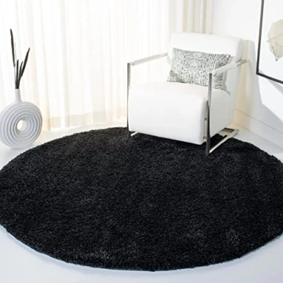 Abbildung von SAFAVIEH Zottelig Teppich für Wohnzimmer, Esszimmer, Schlafzimmer California Shag Collection, Hoher Flor, Schwarz, 201 X cm