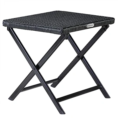 Abbildung von Casaria Gartenstuhl Rom (1 St), Polyrattan 110kg Belastbarkeit 44x40x44cm Klappbar Leicht Tragbar