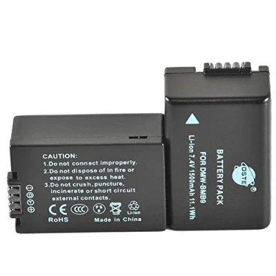 Abbildung von DSTE DMW BMB9 BMB9E (1500 mAh/7,4 V) Akku, kompatibel mit Panasonic Lumix DMC FZ40, FZ47, FZ48, FZ60, FZ62, FZ70, FZ72, FZ100, FZ150, 2 Stück