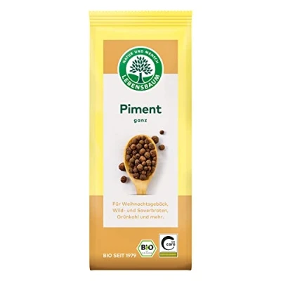 Abbildung von Lebensbaum Piment ganz, vielseitiges Bio Gewürz aus Körnern, Nelken Pfeffer für Weihnachtsgebäck, Suppen, Marinaden, leckere Braten, vegan, 30g