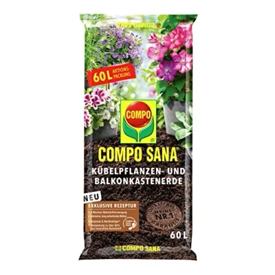 Abbildung von COMPO SANA® Kübelpflanzen und Balkonkastenerde mit 8 Wochen andauernder Startdüngung 60L