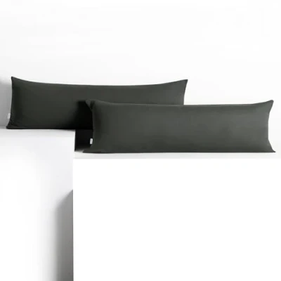 Abbildung von DecoKing 2 Kissenbezüge 40x145 cm Jersey Baumwolle Reißverschluss Graphit Amber