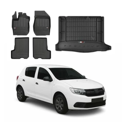Abbildung von OMAC Fußmatten &amp; Kofferraumwanne Set kompatibel mit Dacia Sandero 2012 2020 Gummi TPE 5X