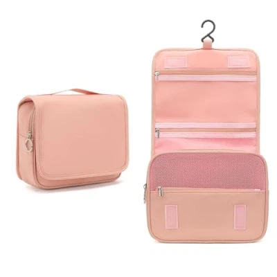 Abbildung von Kono Kulturbeutel Damen &amp; Herren, Kulturtasche Zum Aufhängen, Kosmetiktasche mit Haken, große für Damen, geeignet Behälter und Reisegröße Zubehör (Nude)