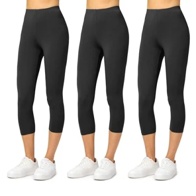 Abbildung von Merry Style Damen Leggings 3/4 Capri aus Viskose MS10 144 (Schwarz/Schwarz/Schwarz, M)