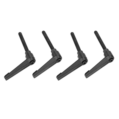 Abbildung von 4 Stück Spannhebelgriffe, verstellbare Griffe für Maschinen, Außengewinde, Edelstahl, M6, schwarz (50 mm)