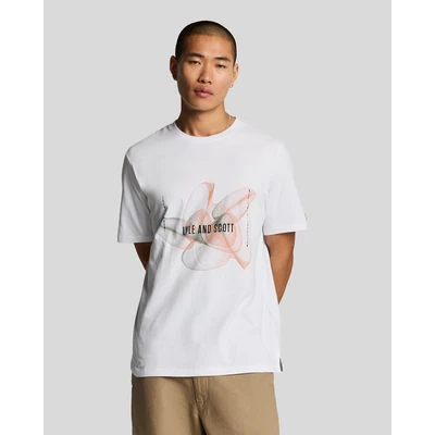 Abbildung von Lyle &amp; Scott LINE Graphic Tshirt print, Herren, Größe: Small, White/ kinetic orange
