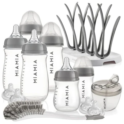 Abbildung von MiaMia Babyflasche PP Flaschen Starter Set, 6 Flaschen, Trinksauger, Milchportionierer, Bürste, Abtropfständer